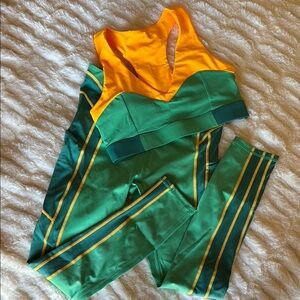 NWOT Fabletics Green and Yellow Activewear Set
